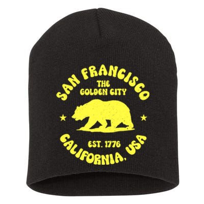 Funny San Francisco Retro California Bear Travel Short Acrylic Beanie