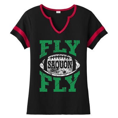 Fly Saquon Fly E.A.G.L.E.S Barkley The Reverse Hurdle 2024 Ladies Halftime Notch Neck Tee