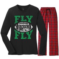 Fly Saquon Fly E.A.G.L.E.S Barkley The Reverse Hurdle 2024 Women's Long Sleeve Flannel Pajama Set 