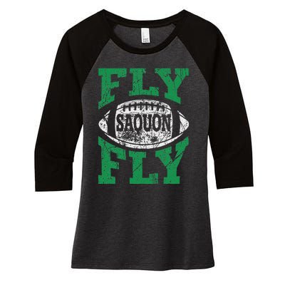 Fly Saquon Fly E.A.G.L.E.S Barkley The Reverse Hurdle 2024 Women's Tri-Blend 3/4-Sleeve Raglan Shirt