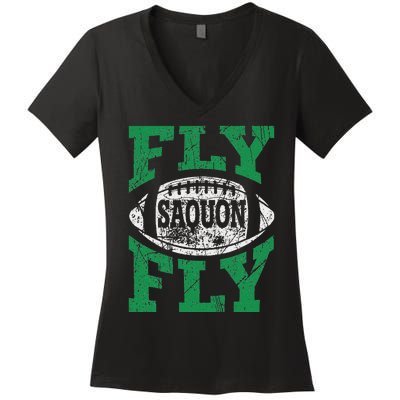 Fly Saquon Fly E.A.G.L.E.S Barkley The Reverse Hurdle 2024 Women's V-Neck T-Shirt