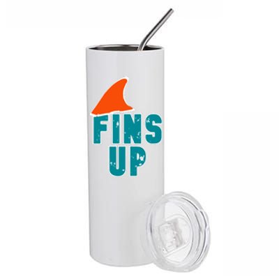 Funny Sport Fins Up Gift For Miami Fan Stainless Steel Tumbler