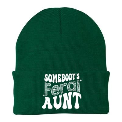 Funny Somebody's Feral Aunt Groovy For Mom Mother's Day Knit Cap Winter Beanie