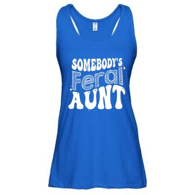 Funny Somebody's Feral Aunt Groovy For Mom Mother's Day Ladies Essential Flowy Tank