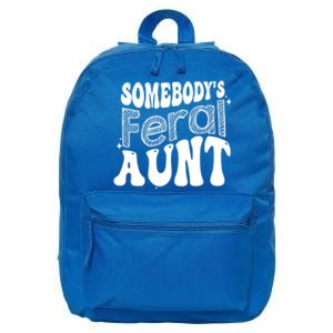 Funny Somebody's Feral Aunt Groovy For Mom Mother's Day 16 in Basic Backpack