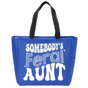 Funny Somebody's Feral Aunt Groovy For Mom Mother's Day Zip Tote Bag