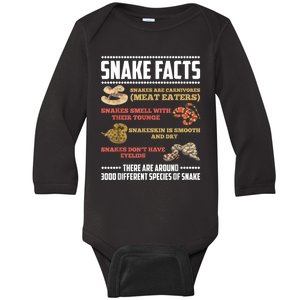 Funny Snake Facts Herpetology Baby Long Sleeve Bodysuit