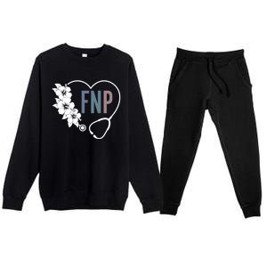 Flower Stethoscope Family Nurse Practitioner Fnp Preceptor Gift Premium Crewneck Sweatsuit Set