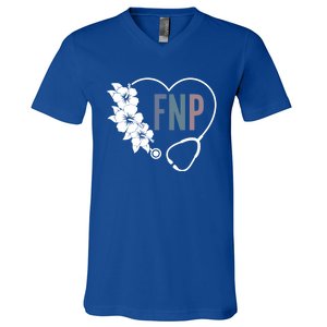 Flower Stethoscope Family Nurse Practitioner Fnp Preceptor Gift V-Neck T-Shirt