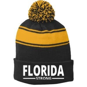 Florida Strong Stripe Pom Pom Beanie