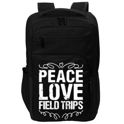 Funny School Field Day Trips Vibes Peace Love Field Trips Gift Impact Tech Backpack