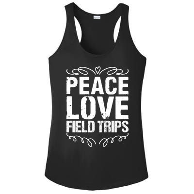 Funny School Field Day Trips Vibes Peace Love Field Trips Gift Ladies PosiCharge Competitor Racerback Tank