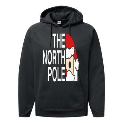 Funny Santa Face Christmas Parody The North Pole Performance Fleece Hoodie