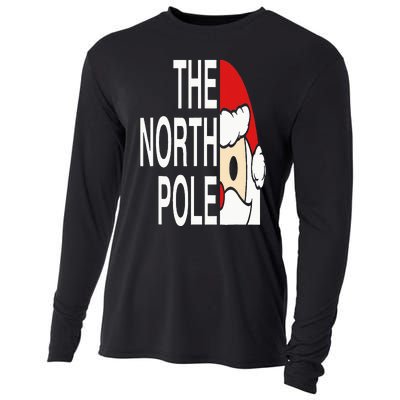 Funny Santa Face Christmas Parody The North Pole Cooling Performance Long Sleeve Crew