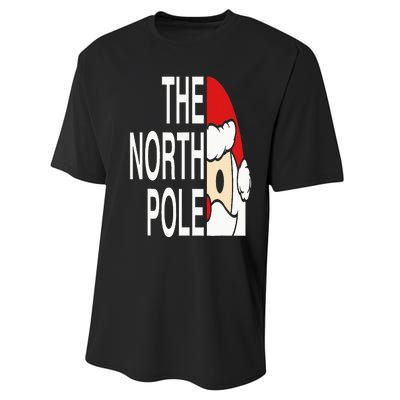 Funny Santa Face Christmas Parody The North Pole Performance Sprint T-Shirt