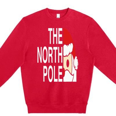 Funny Santa Face Christmas Parody The North Pole Premium Crewneck Sweatshirt