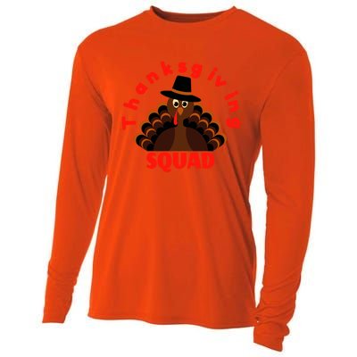 Friendsgiving Squad Funny Happy Thanksgiving Turkey Funny Gift Cooling Performance Long Sleeve Crew