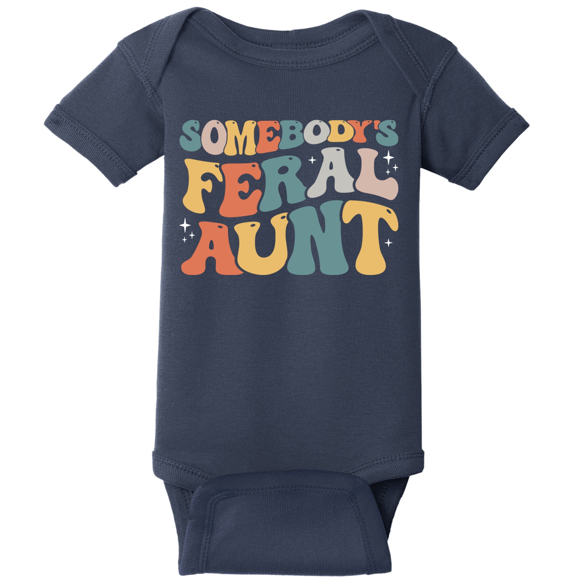 Funny Somebody's Feral Aunt Groovy For Mom Mother's Day Baby Bodysuit
