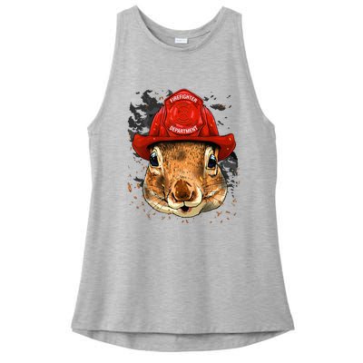 Firefighter Squirrel Fire Department Fireman Squirrel Lover Ladies PosiCharge Tri-Blend Wicking Tank