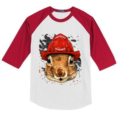 Firefighter Squirrel Fire Department Fireman Squirrel Lover Kids Colorblock Raglan Jersey