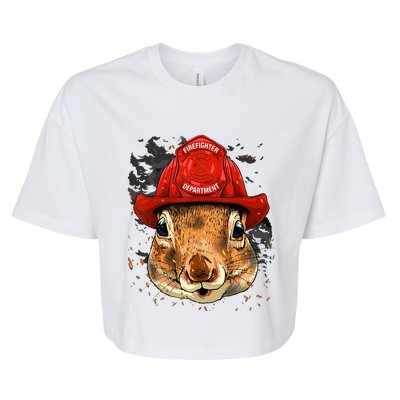 Firefighter Squirrel Fire Department Fireman Squirrel Lover Bella+Canvas Jersey Crop Tee