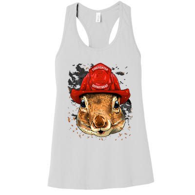 Firefighter Squirrel Fire Department Fireman Squirrel Lover Women's Racerback Tank