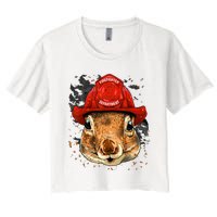 Firefighter Squirrel Fire Department Fireman Squirrel Lover Women's Crop Top Tee