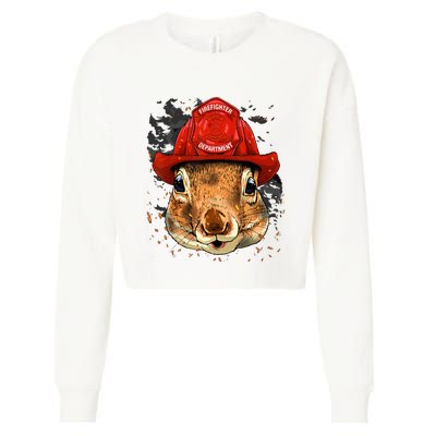 Firefighter Squirrel Fire Department Fireman Squirrel Lover Cropped Pullover Crew