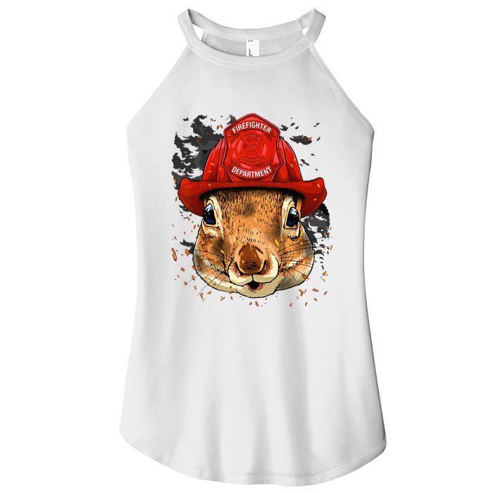 Firefighter Squirrel Fire Department Fireman Squirrel Lover Women's Perfect Tri Rocker Tank