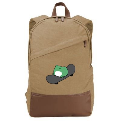 Funny Skateboarding Frog Cotton Canvas Backpack