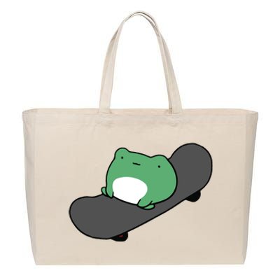 Funny Skateboarding Frog Cotton Canvas Jumbo Tote