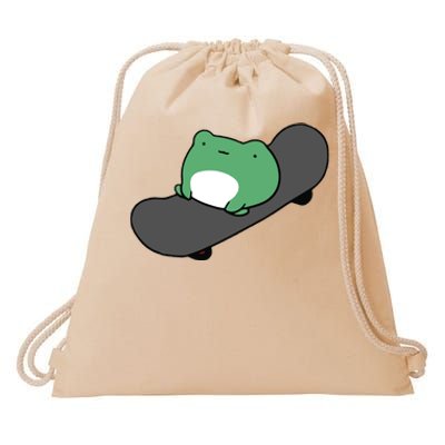 Funny Skateboarding Frog Drawstring Bag