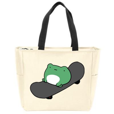 Funny Skateboarding Frog Zip Tote Bag