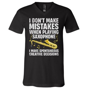 Funny Saxophone For Women Marching Band Player Musician V-Neck T-Shirt