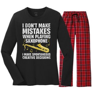 Funny Saxophone For Women Marching Band Player Musician Women's Long Sleeve Flannel Pajama Set 