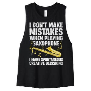 Funny Saxophone For Women Marching Band Player Musician Women's Racerback Cropped Tank