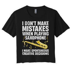 Funny Saxophone For Women Marching Band Player Musician Women's Crop Top Tee