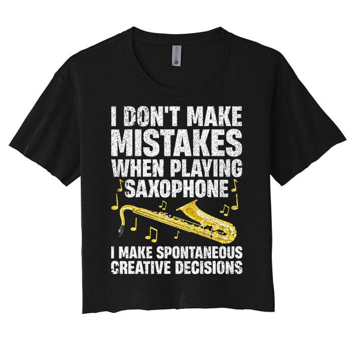 Funny Saxophone For Women Marching Band Player Musician Women's Crop Top Tee