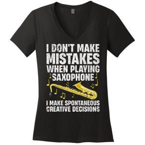 Funny Saxophone For Women Marching Band Player Musician Women's V-Neck T-Shirt