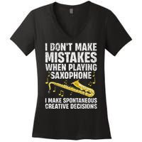 Funny Saxophone For Women Marching Band Player Musician Women's V-Neck T-Shirt