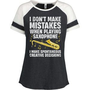 Funny Saxophone For Women Marching Band Player Musician Enza Ladies Jersey Colorblock Tee