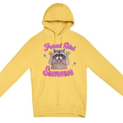 Feral Summer Funny Raccoon Premium Pullover Hoodie