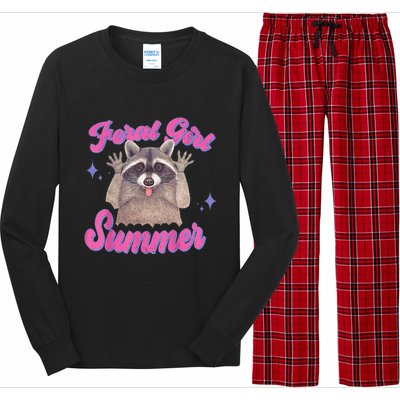 Feral Summer Funny Raccoon Long Sleeve Pajama Set