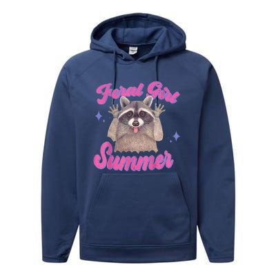 Feral Summer Funny Raccoon Performance Fleece Hoodie