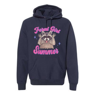 Feral Summer Funny Raccoon Premium Hoodie