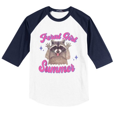 Feral Summer Funny Raccoon Baseball Sleeve Shirt