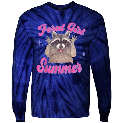 Feral Summer Funny Raccoon Tie-Dye Long Sleeve Shirt