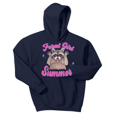 Feral Summer Funny Raccoon Kids Hoodie