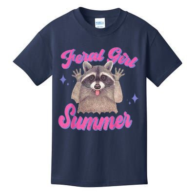 Feral Summer Funny Raccoon Kids T-Shirt