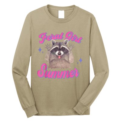 Feral Summer Funny Raccoon Long Sleeve Shirt